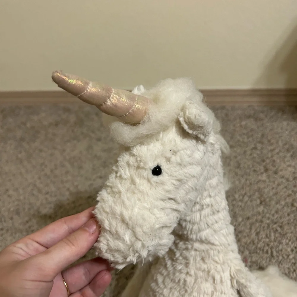 Jellycat London Dainty Unicorn Soft Stuffed Animal Plush 20” Shimmer Hooves Baby
